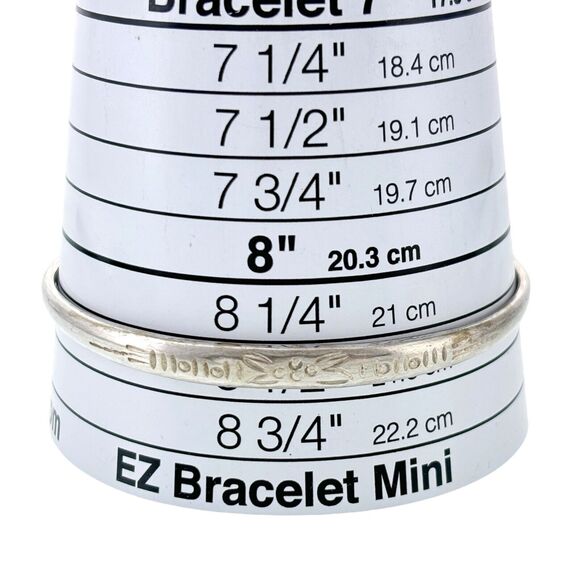 Vintage Sterling Silver 925 Etched Floral Adjustable Bracelet 8.25" - Picture 5 of 6